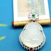 Nuevo Colgante de Buda Maitreya de Calcedonia Blanco Hielo, Moderno, Versátil, Lujo Ligero, Textura de Alta Calidad 8106