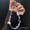 Cadena para Teléfono Móvil de Aleación Creativa con Texto Rico Cadena Colgante de Perlas de Cristal Bola de Pedrería Llavero de Coche Colgante para Bolso de Mujer