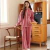 Conjunto de Cremallera para Pareja 24 Otoño/Invierno con Bolsillos Dobles, Ribete de Contraste de Color, Ropa de Casa Cálida de Felpa, Moderno y Casual