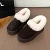 Zapatos de invierno gruesos para exteriores con plataforma para aumentar la altura, slip-on de felpa, zapatos de algodón de invierno, zapatos de algodón para mujer, cuello de felpa cálido engrosado, pan