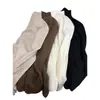 Cuello mao pequeño, camiseta base de punto suave y mullida de manga larga para mujer, suéter de invierno, ropa de otoño, top sencillo estilo coreano para usar en capas