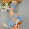 Sandalias de tacón alto con plataforma y tiras peep-toe de estilo coreano, nuevas para el verano 2025 para mujer europea y americana, en stock para exportación