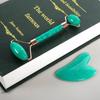 Cross-Border Double-head rolo de resina relaxamento facial massagem stick coração em forma de olho canto verde esmeralda rolo stick terno