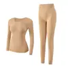Conjunto de Ropa Interior Térmica con Proteína de Cachemira Moldeador Sin Costuras Capa Base Corporal Auto-Calentable Ropa de Otoño y Pantalones para Mujer Invierno