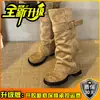 Elegantes y modernas botas largas de estilo retro con hebilla para mujer, colección otoño 2026, tacón grueso elegante, efecto adelgazante, botas de montar y botas de plataforma