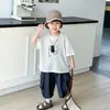Conjunto de Roupa de Verão para Meninos, Conjunto Fino de Duas Peças com Manga Curta para Crianças, Novo Estilo 2026 Roupas de Verão para Meninos, Roupas Infantis Estilosas e da Moda