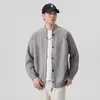 Cardigan de malha com gola alta estilo simples para homens na estação de primavera e outono, peça externa estilo old money, suéter moderno casual e versátil