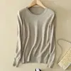 Nueva camiseta básica de longitud corta, talla grande, otoño e invierno, cuello redondo, suéter de punto ajustado para mujer, blanco y rosa