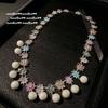 Margaret Floco de Neve Gem Pérola Colar Peixe Ji Colorido Australiano Branco Rico Flor Gem Bead Brincos terno
