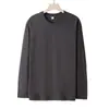 Camiseta de Manga Longa 180g de Algodão Penteado para Primavera e Outono, Cor Sólida, Gola Redonda, Camada Base Versátil, Moletom Oversized de Manga Curta Liso, Unissex
