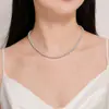 Colar de Pérolas de Vidro de 4-12mm Colar de Pérolas Feminino Corrente Texturizada Corrente para Clavícula Colar de Pescoço Versátil Feminino Estilo Francês