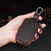 Estuche universal de piel de vaca real con patrón en V para llaves de hombre y mujer, cremallera modificada, control remoto universal, llave inteligente, funda protectora para coche