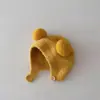 Chapéu de Proteção para Ouvido de Bebê Estilo Coreano Aconchegante e à Prova de Frio Chapéu Baotou Chapéu de Tricô com Duas Bolas Outono e Inverno Chapéu à Prova de Vento com Proteção Superior