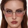 Gafas de sol de moda sin montura con borde cortado para mujer, Gafas de metal versátiles personalizadas, Gafas con protección UV, Sensación de alta gama