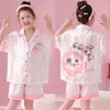 Pijama de seda de hielo para niñas, nuevo modelo de verano 2026, delgado de manga corta estilo princesa para niñas, adecuado para usar afuera en verano