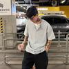 Camiseta Henley Falsa de Dos Piezas 2025 para Hombre Verano Pesada Manga Corta Cleanfit Retro Americano Manga de Cinco Cuartos Vieja