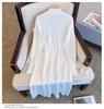 Vestido Base Elegante de Tricô Estilo Francês, Solto e Valorizador com Gola Franzida, Vestido Suéter Longo Outono e Inverno Plus Size para Gestantes