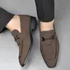 Mocasines de Gamuza para Hombre Estilo Nuevo Casual de Negocios Slip-ons Mocasines con Borla Estilo Británico Planos Modernos