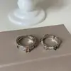 Anillo Abierto de Metal de Bambú con Circonita Cúbica de Gama Alta para Mujer, Anillo Versátil de Moda Retro de Lujo Ligero para el Día a Día