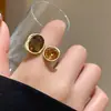 Anel Oval Aberto Estilo Corte Francês Nicho Estética de Alto Padrão Estilo Meilade Anel Retro para Dedo Indicador Anel Simples