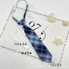 Camisa estilo preppy JK xadrez azul gravata all-match estilo japonês sem gravata para homens e mulheres
