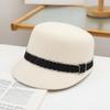Outono e Inverno Elegante Elegante Boné Coreano Curto-aba Lã Equestre Boné Feminino All-match Rosto Mostrando Pequeno Chapéu de Feltro Chapéu de Jornaleiro