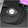 Cable de Datos Retráctil Uno a Tres Logo de Cristal Regalo Impresión a Color Serigrafía Cable de Carga para Teléfono Móvil Tres en Uno Almacenamiento y Portátil