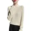 Suéter de punto para mujer, cuello semi-alto, color liso, capa base, suéter fino interior de otoño e invierno nuevo, top versátil