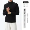 Suéter de Gola Alta Masculino em Mistura de Lã Tricô Versátil Manga Longa Slim Fit Quente Camada Base para Homens