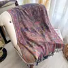 Xale Jacquard de Lã Falsa Retro Versátil para Outono e Inverno, com Franjas e Estampa de Castanha, Cachecol Espesso