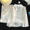 Pijama Infantil de Algodón Nube Transfronterizo para Niñas Primavera y Otoño Cárdigan de Manga Larga con Cuello Solapa Ropa de Casa de Dibujos Animados para Niños Mayores