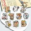 Parche Acrílico de Oso Lindo de Dibujos Animados con Línea de Perlas Coreano DIY Horquilla Broche Calcomanías para Refrigerador Accesorios