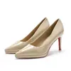 1023-1 Sapatos Vermelhos de Salto Alto em Couro Envernizado Estilo Francês para Mulheres, Adequados para o Deslocamento Diário, Bico Fino, Sapatos de Trabalho Profissionais para Mulheres