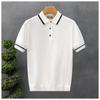 Lujo Ligero para Hombre Camisa Polo de Punto Fina de Manga Corta Top Atractivo Marca de Tendencia Transpirable Ajustada Casual Camiseta con Cuello