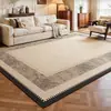 Tapete para Sala de Estar, Estilo Francês Meados do Século, Vintage, Lavável, Limpável, Impermeável, Resistente a Manchas, Sensação de Alto Padrão, Tapete Grande para Quarto