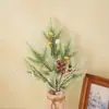 Decoração de Agulhas de Pinheiro de Natal Artificial Transfronteiriça Acessórios de Galho de Pinheiro Único Flores de Natal de Plástico Pinhas Presentes de Feriado Decoração de Casa