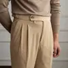 Calça de Tergal para Terno de Negócios Masculino de Cintura Alta para Primavera e Outono, Corte Slim com Caimento, Exportação Transfronteiriça