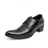Zapatos de Cuero para Hombre con Tacón Alto, Exterior de Cuero Repujado de Alta Presión, Nuevos para Primavera y Otoño 2025, con Cordones, Formales para Boda y Negocios