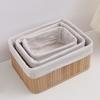 Cesta de Bambú Amazona para Almacenamiento de Artículos Varios Cesta de Almacenamiento para Escritorio del Hogar Cesta Tejida Caja de Almacenamiento para Cosméticos