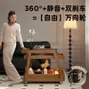 Mesa Auxiliar de Sofá de Madera Maciza, Mesa de Centro Móvil con Ruedas, Mesa Auxiliar de Sofá, Mesita de Noche, Sala de Estar, Carrito de Aperitivos de Segunda Mano