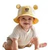 Nuevo Sombrero de Pescador de Verano para Bebé Lindo con Parche de Cuero Orejas de Oso Protección Solar Malla Transpirable Sombrero de Viaje para Bebé