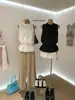 Wgwe2026 Chal de Verano Estilo Coreano Estilo Retro Lunares Encaje Ceñidor de Cintura Cuello Redondo Sin Mangas para Mujer W10057
