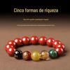 Ágata de areia imperial de alto conteúdo de cinábrio cru de cinco vias deus da riqueza pulseira de venda ao vivo pulseiras de cinábrio para homens e mulheres