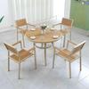 Mesa y Sillas de Plástico Madera para Exteriores Combinación Set de Sillas para Exterior Jardín Ocio Aire Libre Cafetería Comedor Patio Mesa y Sillas