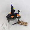 Tocado de Halloween Sombrero Mágico de Bruja Diadema Decoración de Maquillaje Diadema de Encaje Horquilla de Calabaza Accesorio para el Cabello de Fantasma
