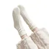 Meias de outono e inverno para mulheres, forradas com fleece e espessadas para aquecimento, comprimento até a panturrilha, simples e fofas, adequadas para dormir, uso interno e pós-parto