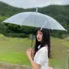 Estilo Japonês Pequeno Fresco 16 Varetas Cabo Longo Branco Celebridade da Internet Guarda-chuva Transparente Espessado Alargado Resistente ao Vento Simples Moda Guarda-chuva