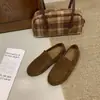 Zapatos planos retro de punta redonda 2026, colección de otoño Maillard, zapatos de cuero versátiles, mocasines simples de suela plana con tacón oculto, estilo para mujer