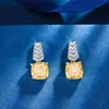 Nuevo Set de Joyería Huabi 2024 Diamante de Alto Carbono Corte Flor de Hielo Cobre Incrustado Diamante Amarillo Lujo Ligero para Mujer 12*12*10*10