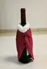 Capa de Garrafa de Vinho de Natal com Chapéu de Papai Noel, Roupa de Papai Noel de Veludo Diamante Poliéster Vermelho, Decoração de Vestido de Garrafa de Vinho de Natal para Mesa de Jantar de Natal Decorações de Festa
